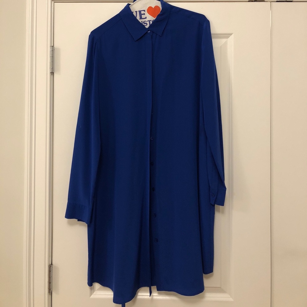 Silk Royal Blue T-shirt Dress with belt